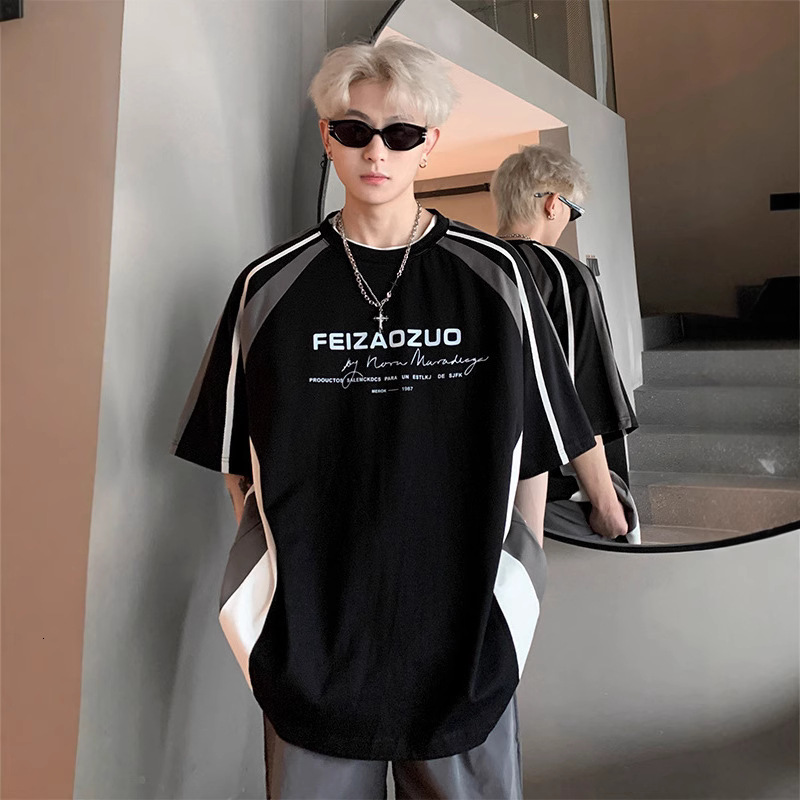 Designer Street T-shirt Luxury Men's Loose Plus Size Breathable And Comfortable Summer New Outdoor Casual Style Raglan Sleeves Color Blocked High