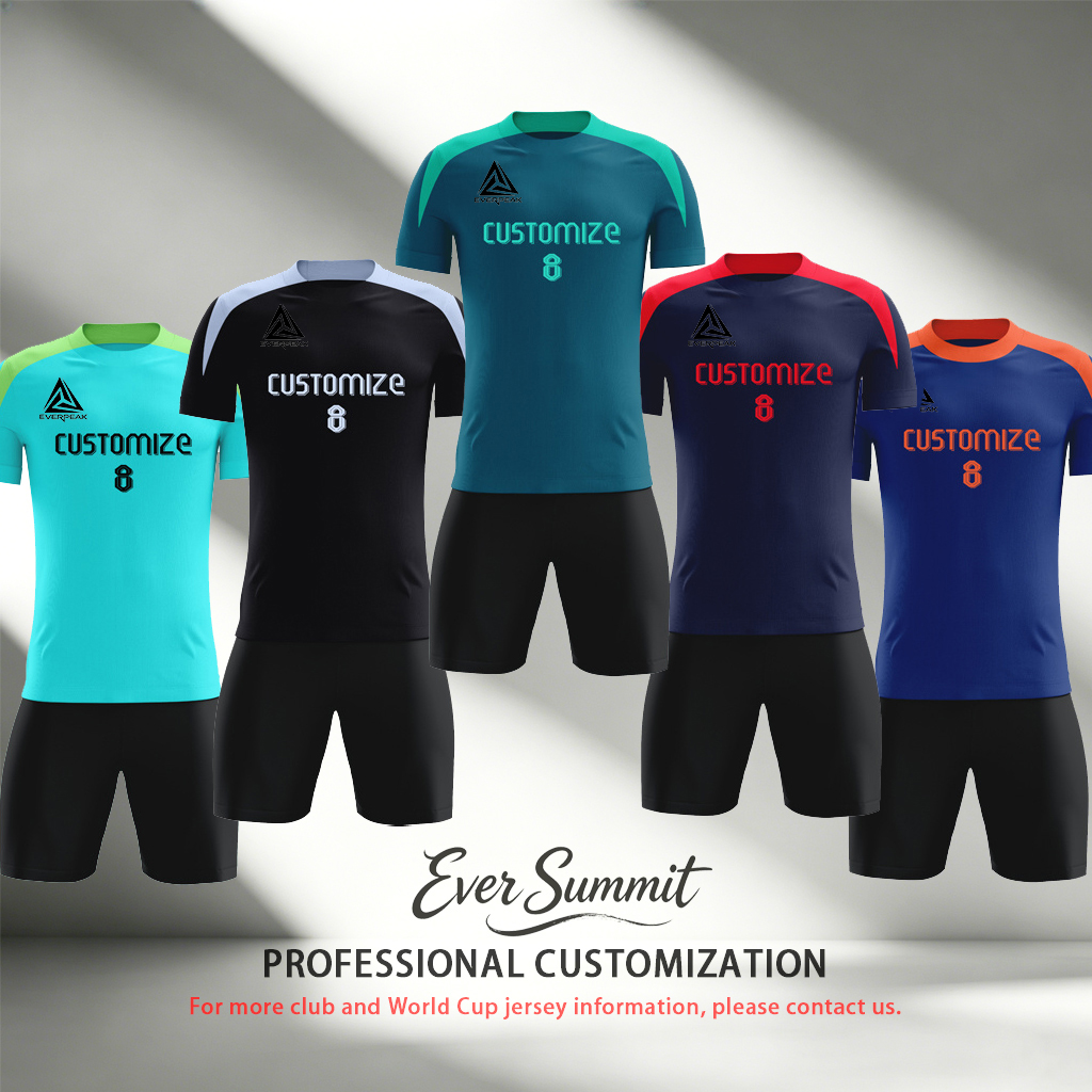 Custom Color Block Soccer Jersey Set Men Quick Dry Football Uniform with Shorts Customizable Team Name Number Logo for Sports