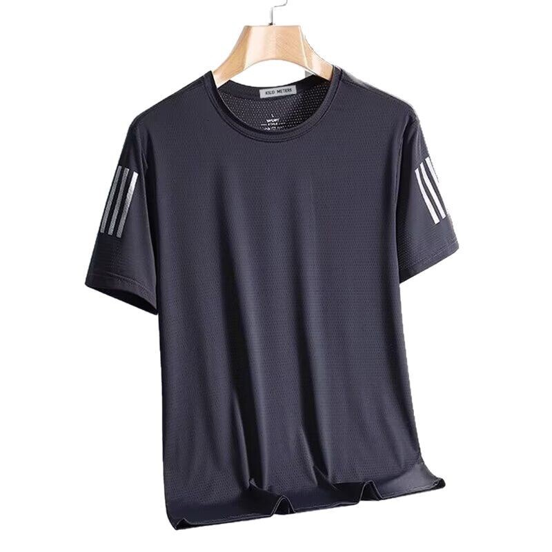 Designer Sports T-shirt Luxurious Men Cool Ice Silk Mesh Breathable Short Sleeved Summer Loose Plus Size Round Neck Outdoor Casual Quick Drying Lightw
