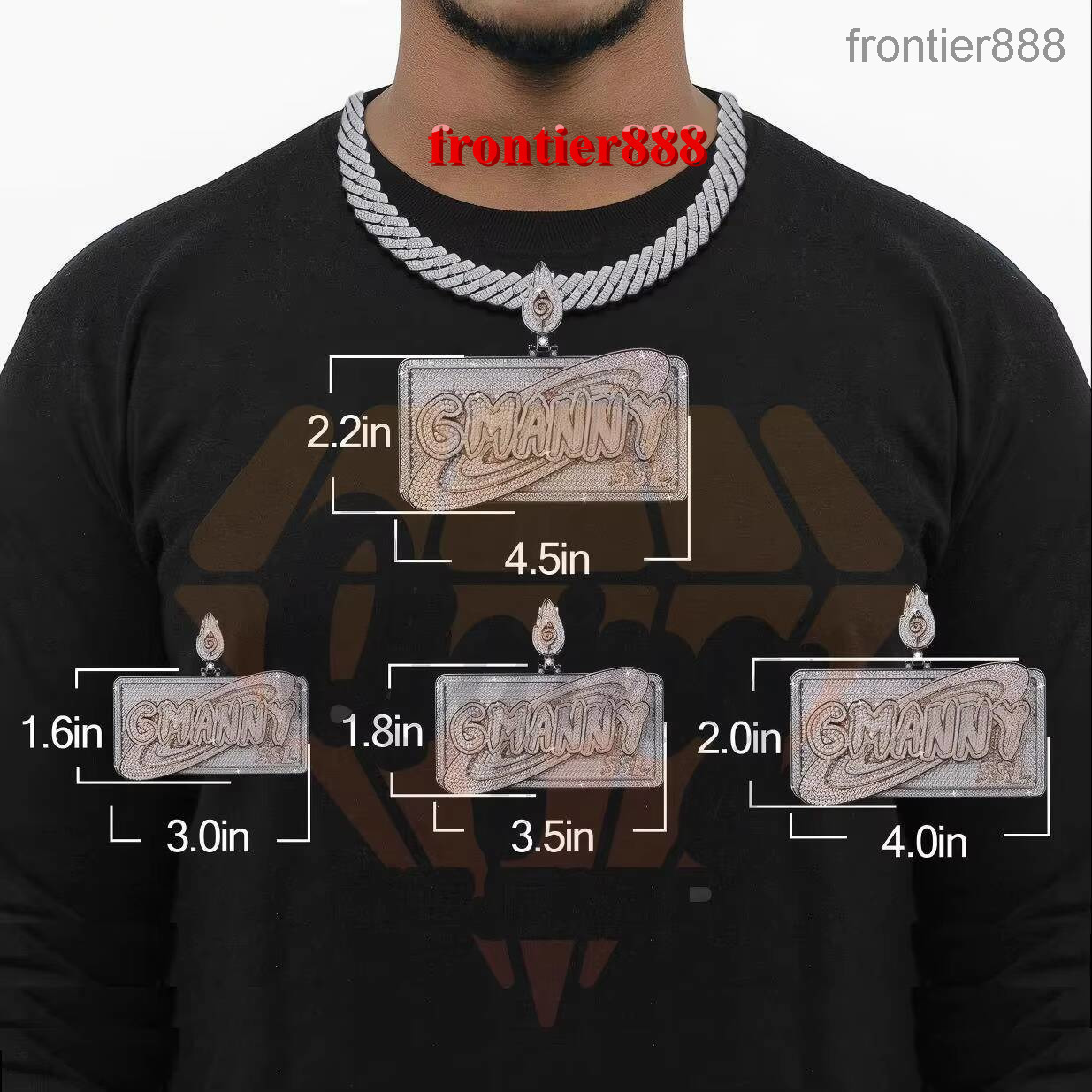 Custom VVS Moissanite Diamond Name Pendant Vertical Letter Fancy Cut Iced Out Pendant for Birthday Gift Hip Hop Jewelry