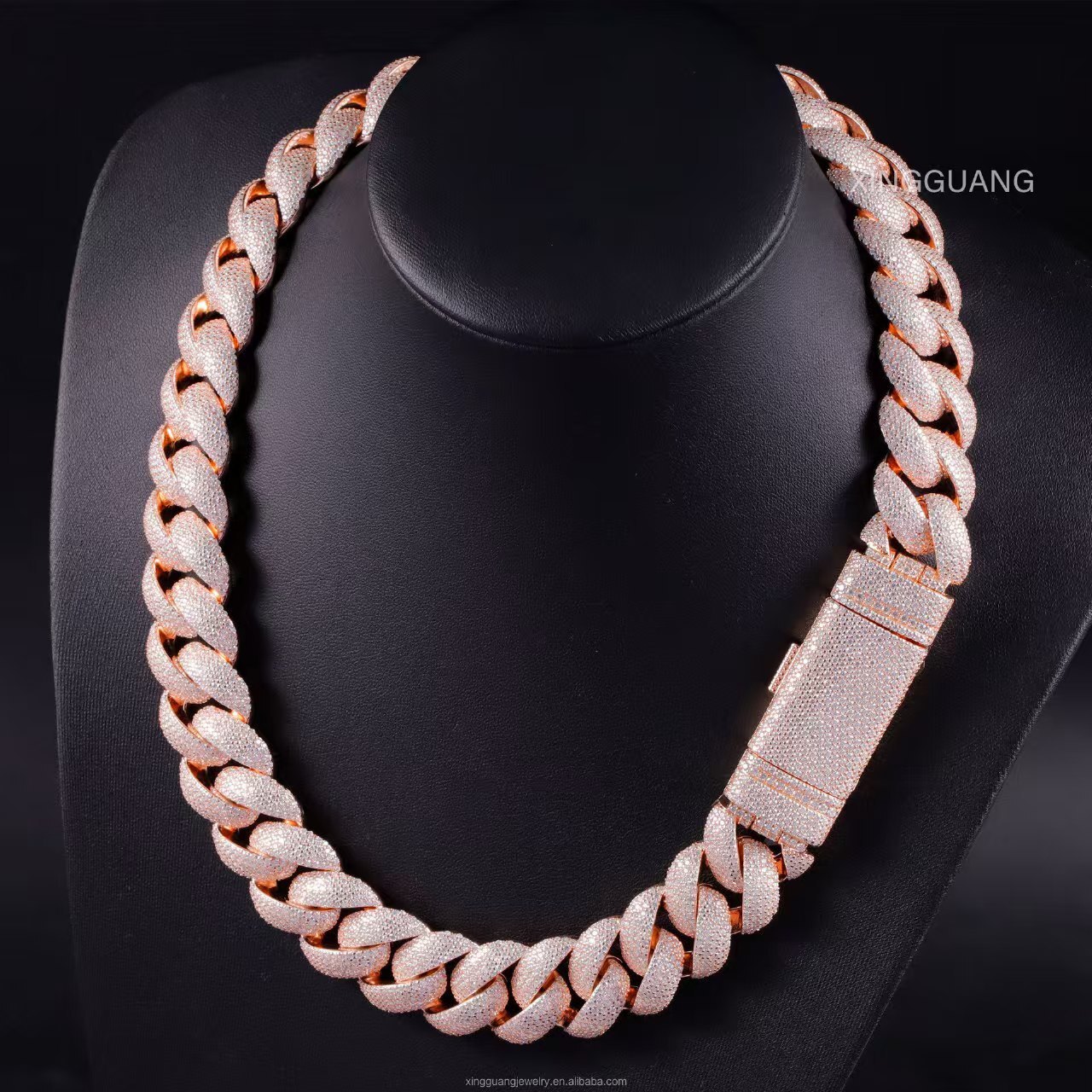 Trendy Pass Diamond Test 2 Rows Streetwear Suits for Men Necklace 925 Silver Rose Gold Moissanite Baguette Cuban Link Chain