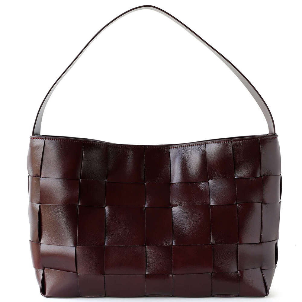 Niche Design Top Layer Cowhide Woven Tote Bag Large Capacity Laptop Commute Single Shoulder Underarm Handheld Women Bag SENYY
