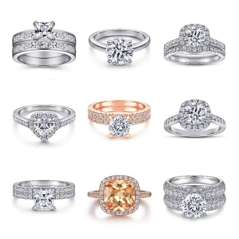 IGI Certifide High Quality 925 Silver Gold/Rose Gold Plated IGI VVS Moissanite Lab Grown Diamond Engagement Wedding Ring Bridal Stackable Band For Wom