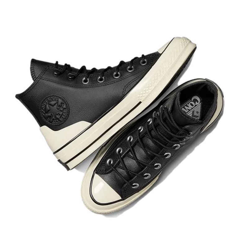 Converse 1970s Retro Lace Up Waterproof Leather High Top Board Shoes Black White Classic Fashion Non Slip Casual Sneakers Unisex Men Women Outdoor Wal - view 4