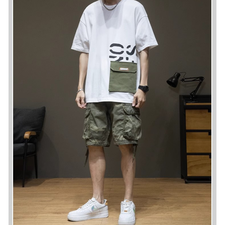 Designer T-shirt Luxury Men's Outdoor Leisure Large Pocket Design 2026 New Short Sleeved Summer Loose Fit Plus Size Tall Men's Fashion Brand