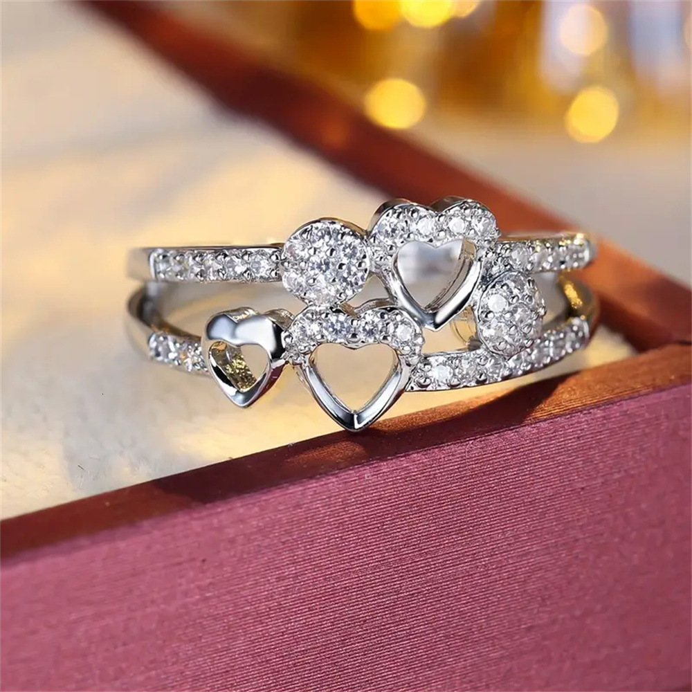 Designer Luxury Jewelry New Alloy Geometric Heart-shaped Ring Adjustable And High-quality Ring Women's Metal Jewelry Brand Accessories