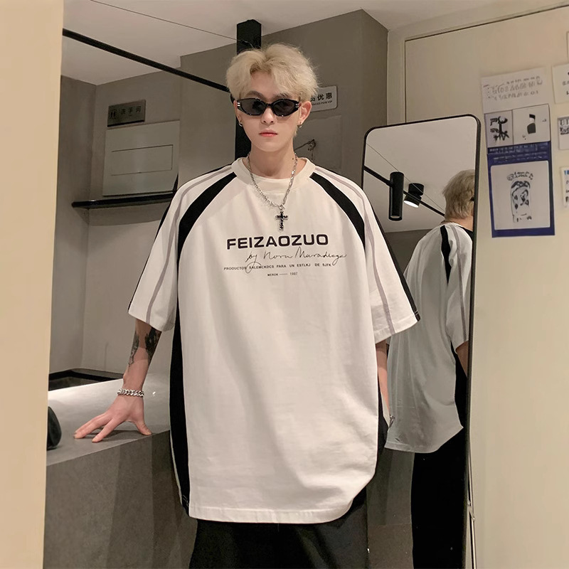 Designer Street T-shirt Luxury Men's Loose Plus Size Breathable And Comfortable Summer New Outdoor Casual Style Raglan Sleeves Color Blocked High