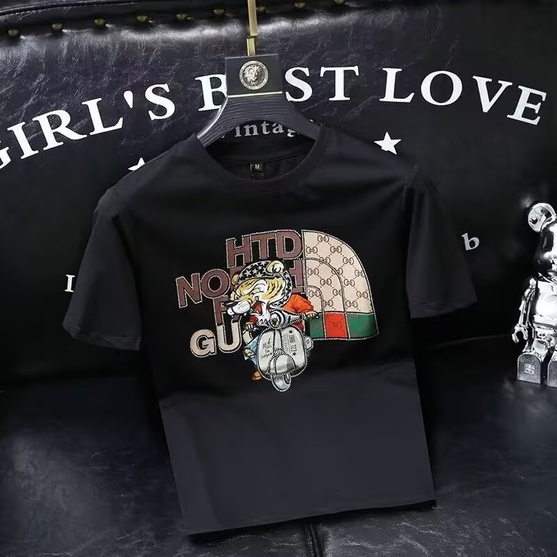 Luxury Men's Designer T-shirt Pure Cotton Round Neck Elastic Plus Size Short Sleeved Summer High-end Fashion Outdoor Sports Printing Fashionable 