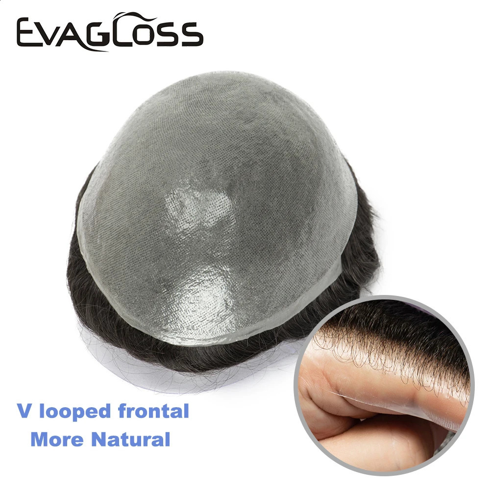 Natural Hairline 008 01mm PU Human Prosthesis Wig Full Skin Hairpiece Men Toupee Hair Replacement 260514 - view 5