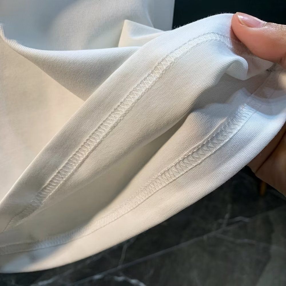 Designer T-shirt Luxury Young Men's High-end Trend Pure Cotton Elastic Round Neck Short Sleeved 2026 Outdoor Leisure Summer New Loose Plus Size H