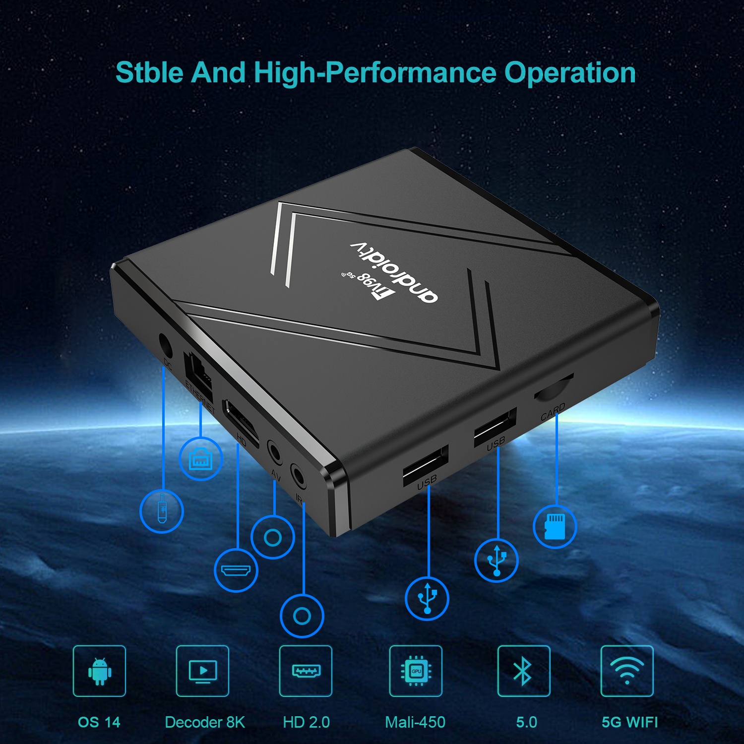TV98 ATV Pro Plus TV Box Android 14 BT5.0 Media Player Allwinner H313 Voice remote 4G 5G Dual Wifi6 HD 8K 4K set-top box