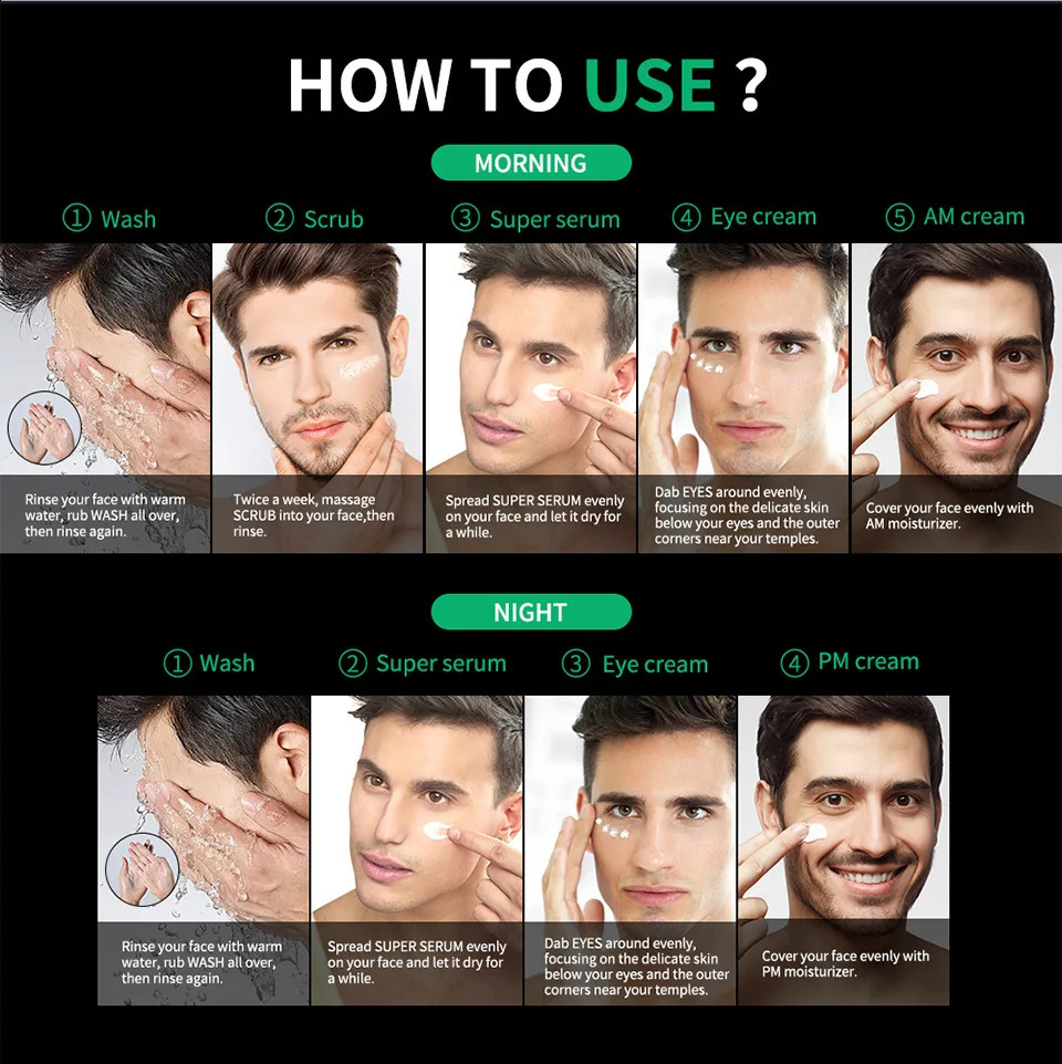 Mens Skin Care Kit - 3 in 1 Set with Face Wash izing Cream Eye Cream Daily -Aging Oil Control Facial Treatment 260518 - view 7