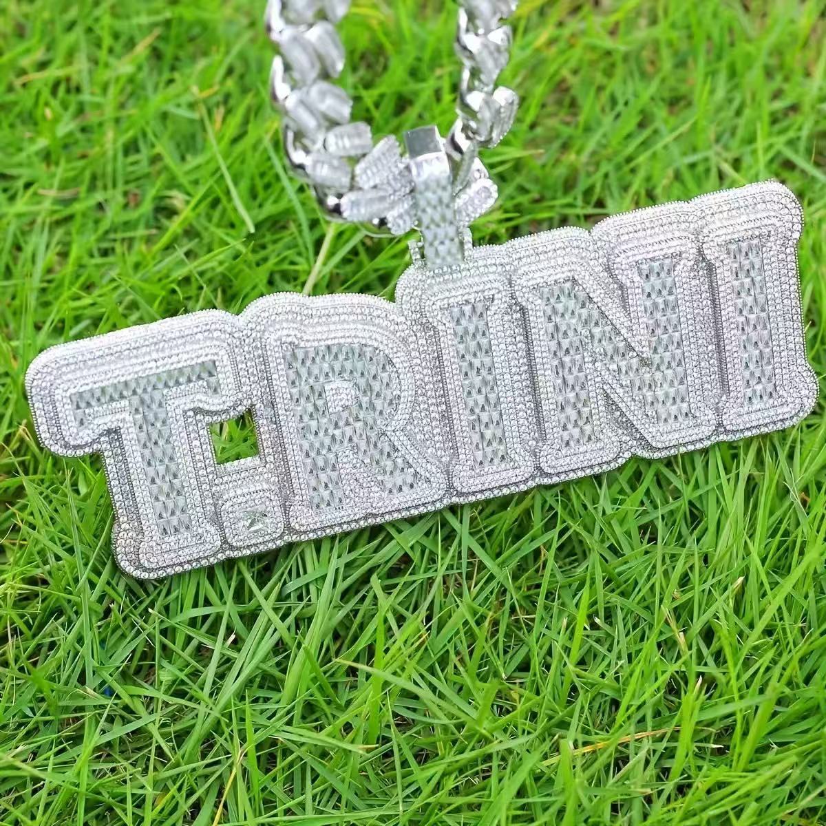 Hip Hop Custom Moissanite Pendant Name Letter Pendant Cute Custom Bail Iced Out Silver 925 Moissanite Pendant