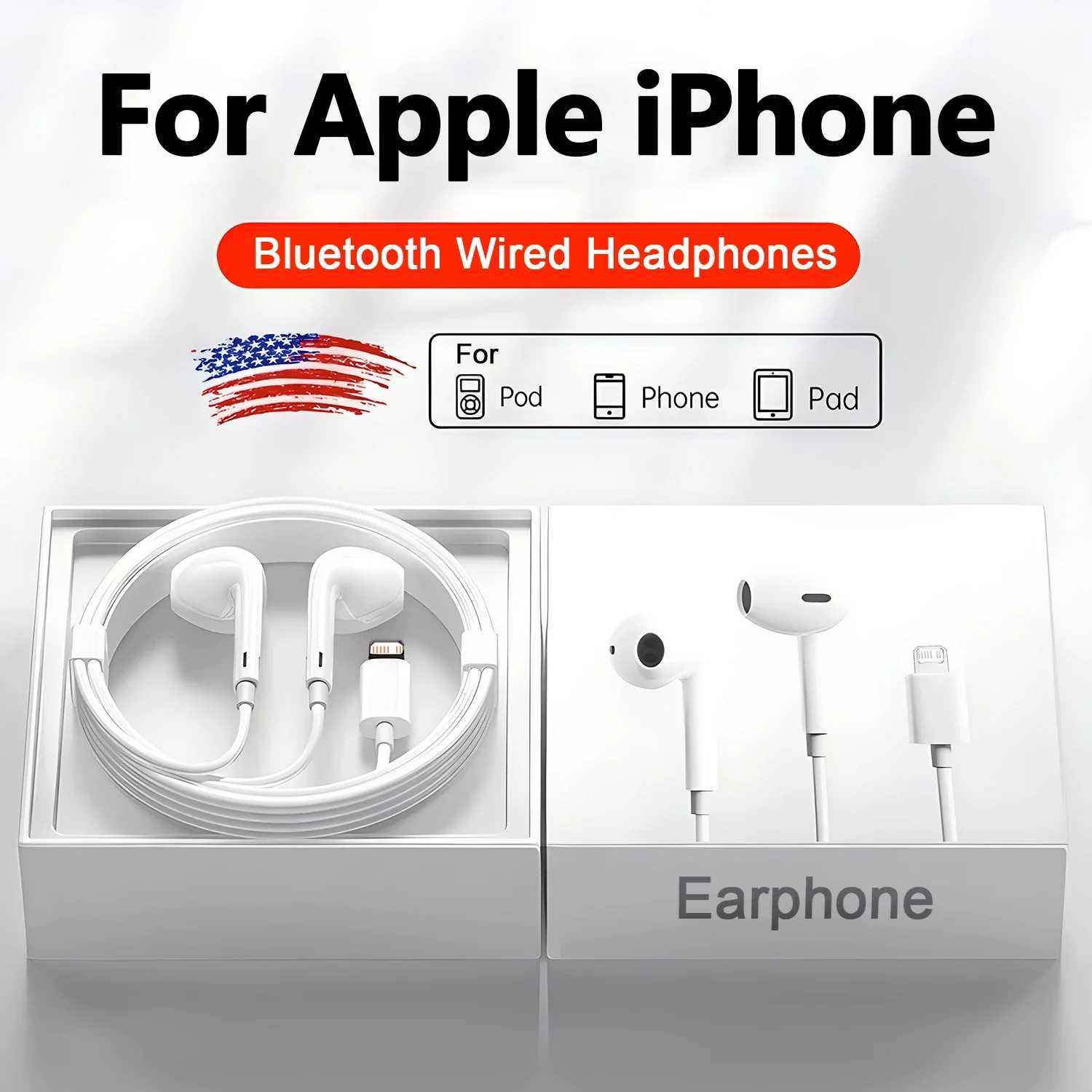 Headphones For iPhone 15 14 11 12 13 Pro Max Earphones XR X XS 8 Plus Wired Earbuds Headset Accessories Z260518