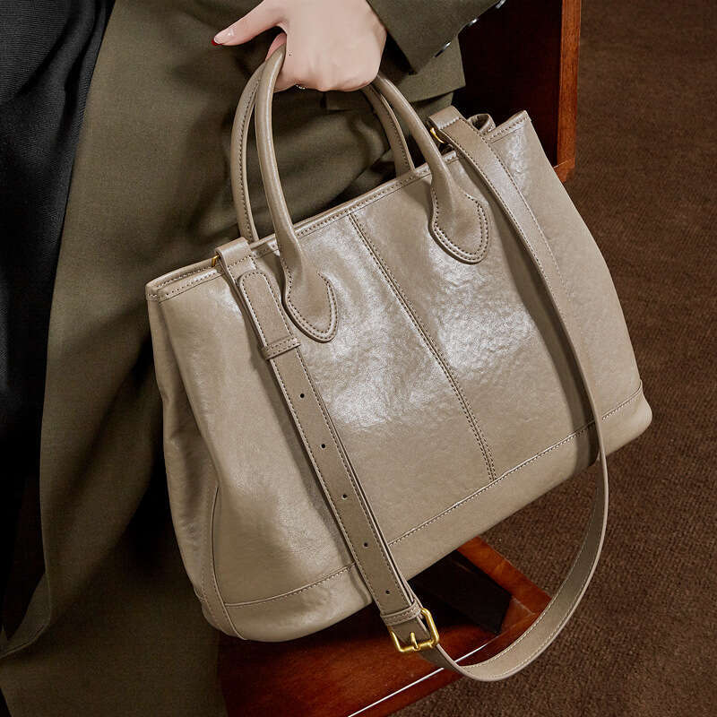 Genuine Leather Large Capacity Tote Bag Women Fashion High End Versatile Daily Commute Shopping Shoulder Handbag SENYY