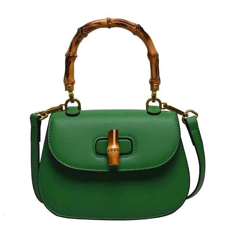 Chic Bamboo Handle Saddle For Women High End Single Shoulder Bags Fashionable Purses And Handbag Niche Designe Crossbody Bag QIBALIANGPIN