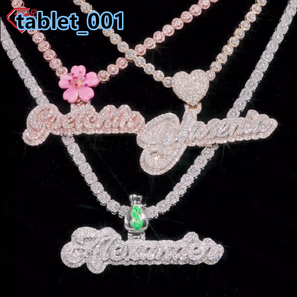 Hip Hop Custom Moissanite Pendant Name Letter Pendant Cute Custom Bail Iced Out Silver 925 Moissanite Pendant