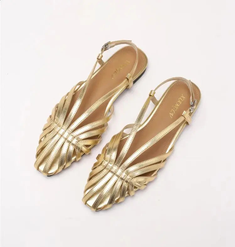 ZAROY Narrow Band Women Flat Sandals Large Size Banquet Wedding Shoes Summer Hollow Beach Gladiator Sandalias 260511 - view 3