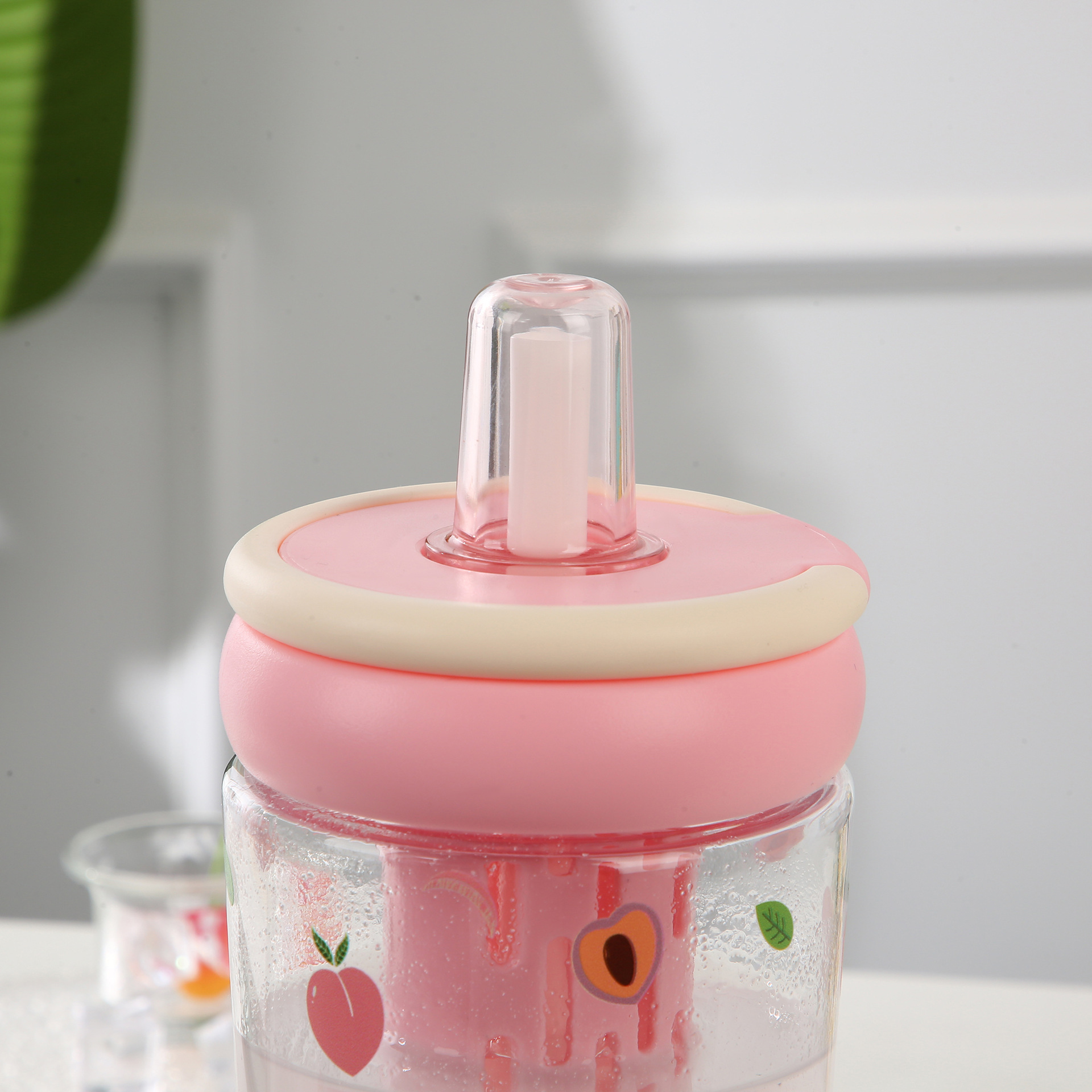 Summer Dopamine Large Capacity Plastic Cup, Portable Tea Separation Straw Water Bottle 1000ml