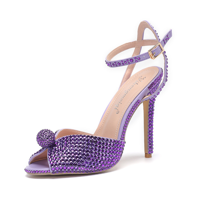 Womens Blue Crystal Embellished Stiletto Heel Fashion Gifts Sandals Peep Toe Ankle Strap Design For Wedding And Party Occasions - view 6