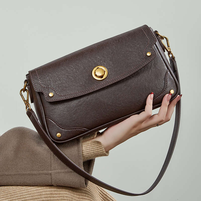 New Vegetable Tanned Cowhide Handbag Genuine Leather Large Capacity Elegant Simple Style Women Single Shoulder Messenger Crossbody Bag SENYY