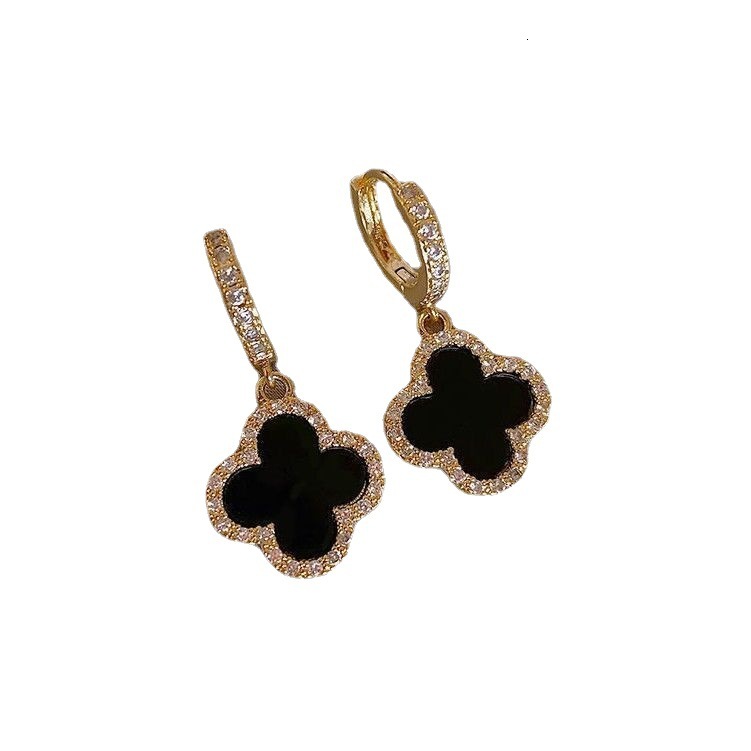 designer Four leaf Clover Earrings for Women Classic Style Earrings New Model Copper Gold plated Light Sparkling Zirconia Earrings