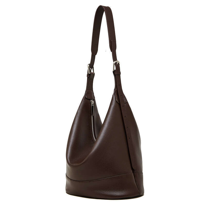 Top Layer Cowhide Genuine Leather Large Capacity Commuter Crossbody Bucket Bag, Niche Light Luxury High-End Versatile New Design SENYY