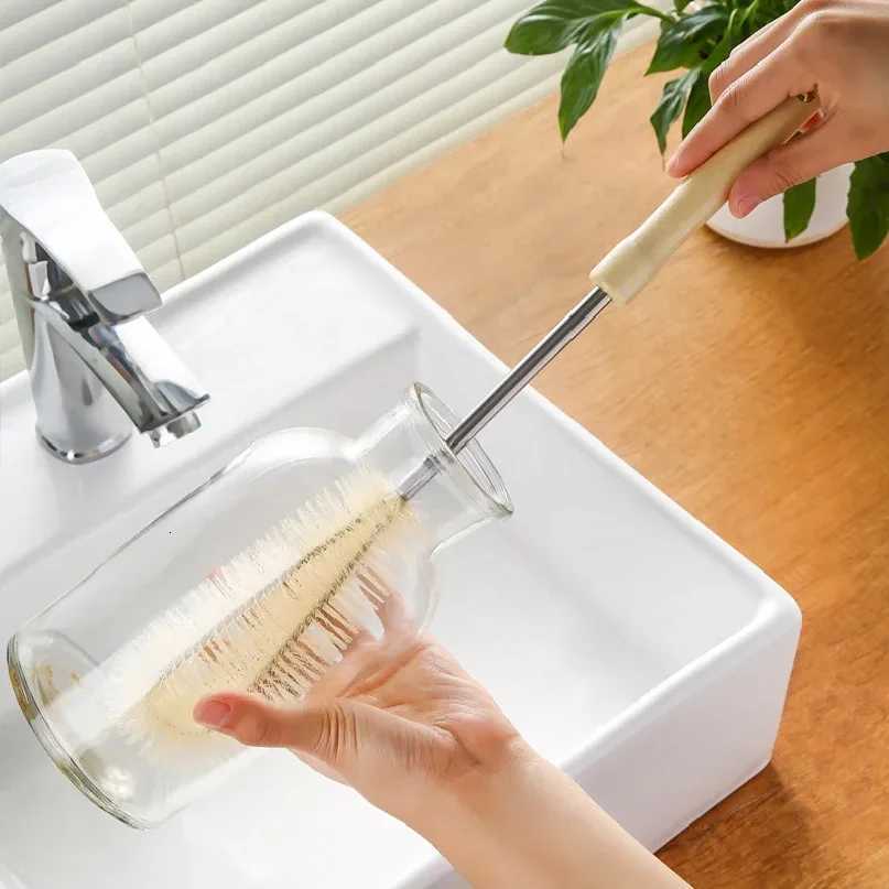 Cup brush cleaning long handle Wooden handle nylon bristles small brush cup cleaning bottle brush L260516