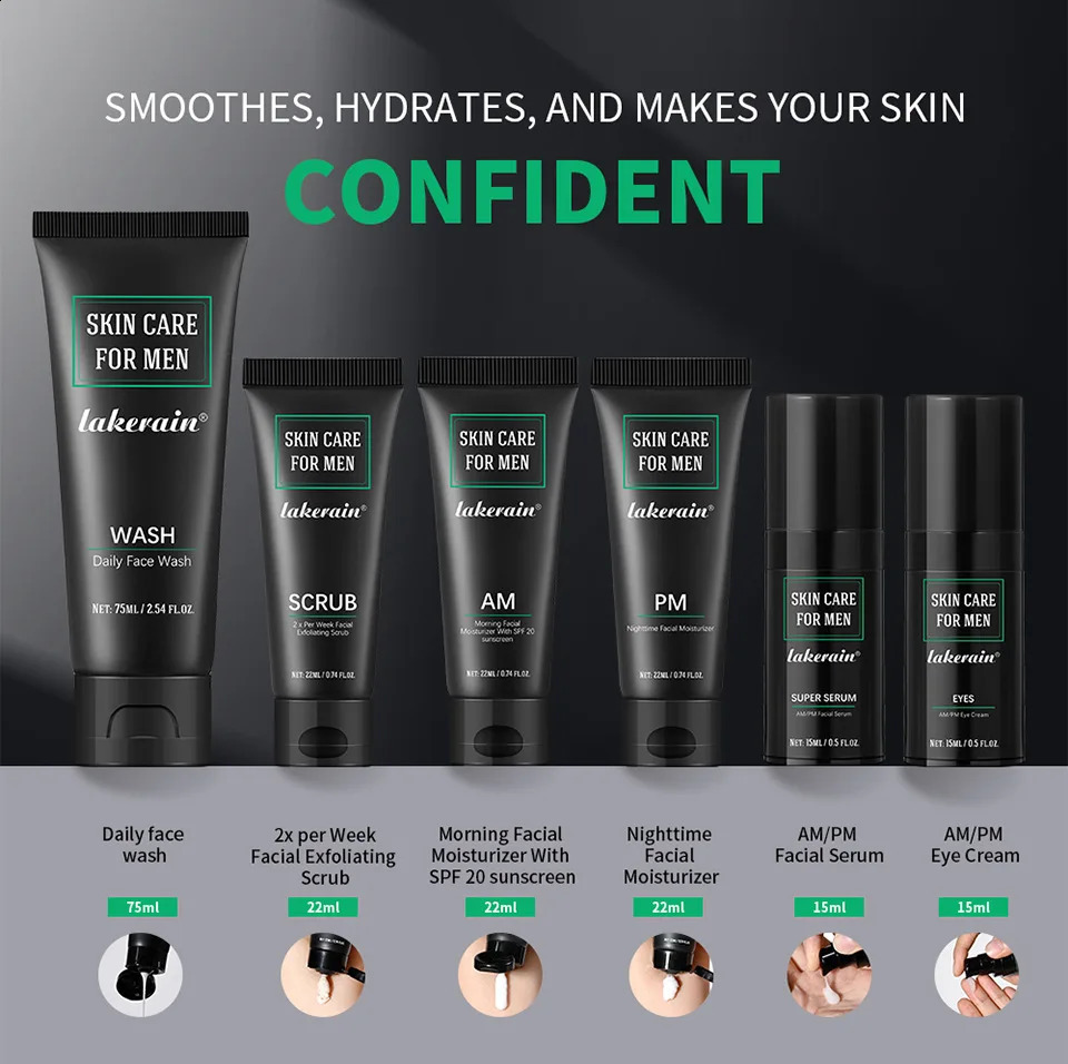 Mens Skin Care Kit - 3 in 1 Set with Face Wash izing Cream Eye Cream Daily -Aging Oil Control Facial Treatment 260518 - view 6