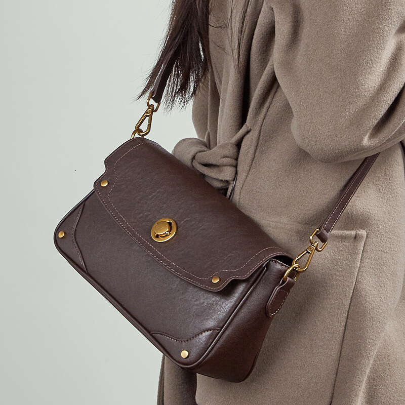 New Vegetable Tanned Cowhide Handbag Genuine Leather Large Capacity Elegant Simple Style Women Single Shoulder Messenger Crossbody Bag SENYY