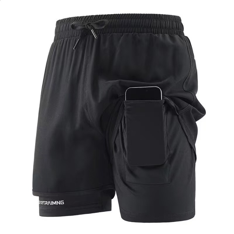 Mens 2 in 1 Running Workout Short with Phone Pocket Towel Loop Gym Athletic Quick Dry Stretchy Performance Shorts Activewear 260312
