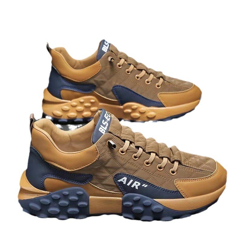 Unisex Chunky Retro Color Block Sneakers Multiple Colors Fabric Leather Mixed Casual Trainers All Match Shock Absorbing Daily Shoes For Commuting And - view 6