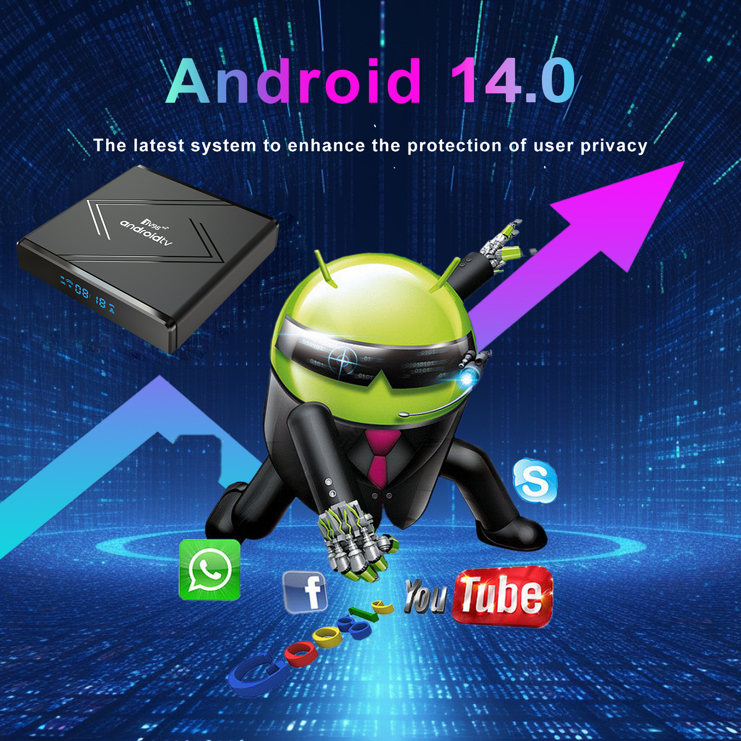 TV98 ATV Pro Plus TV Box Android 14 BT5.0 Media Player Allwinner H313 Voice remote 4G 5G Dual Wifi6 HD 8K 4K set-top box