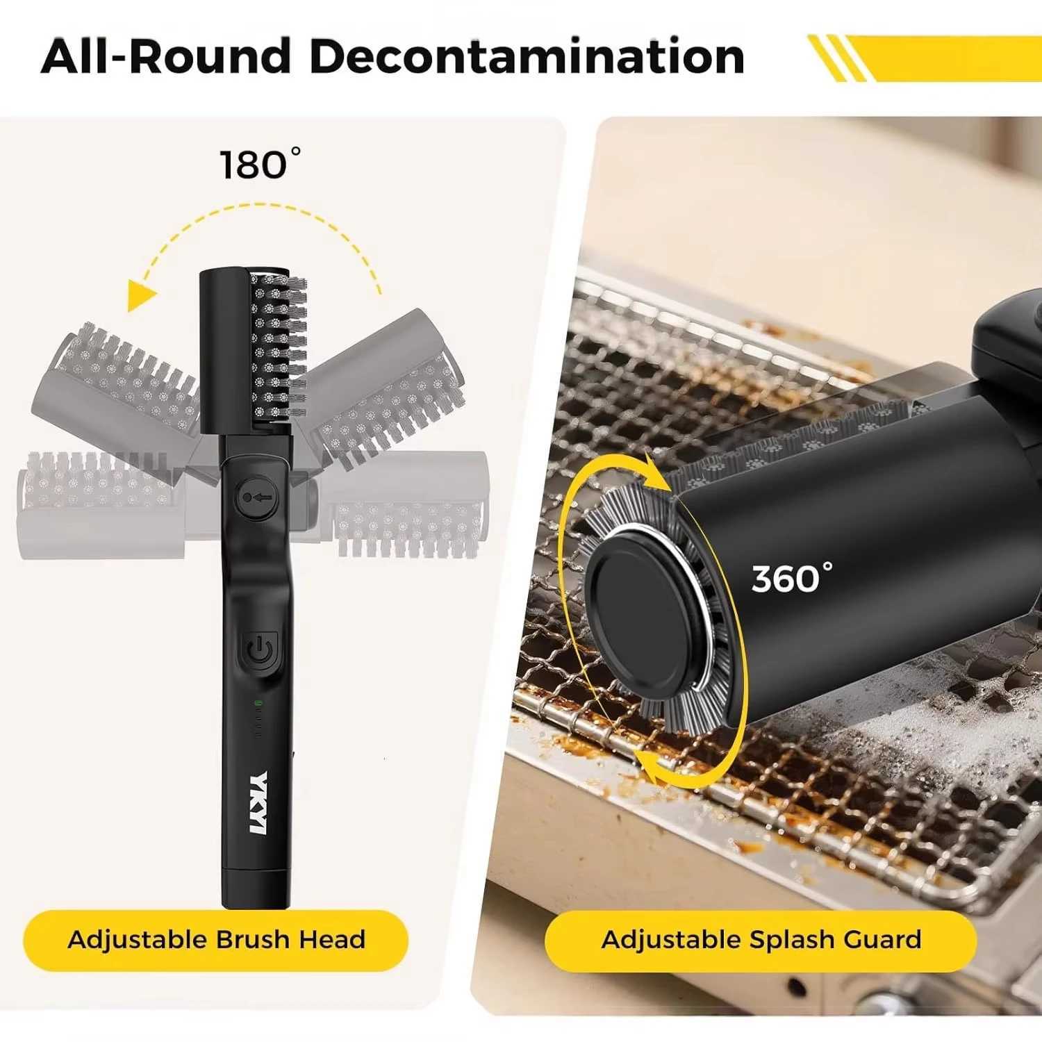 Electric Grill Brush Cleaning BBQ Cleaner Brush Cordless Rechargeable Rotary Adjustable Outdoor Heavy oil Stains Clean Tool L260516