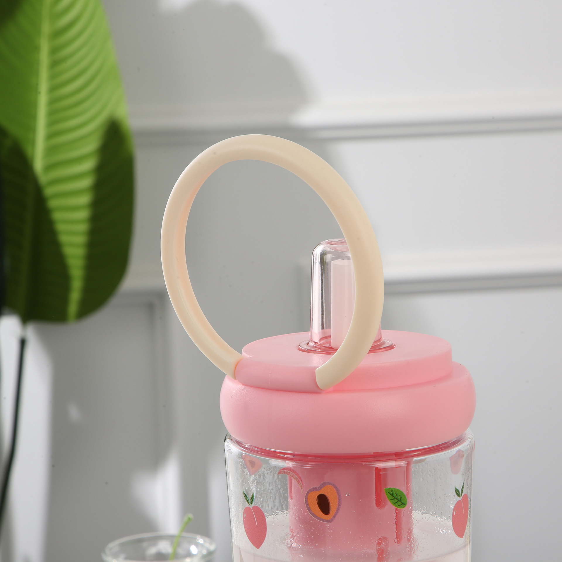 Summer Dopamine Large Capacity Plastic Cup, Portable Tea Separation Straw Water Bottle 1000ml