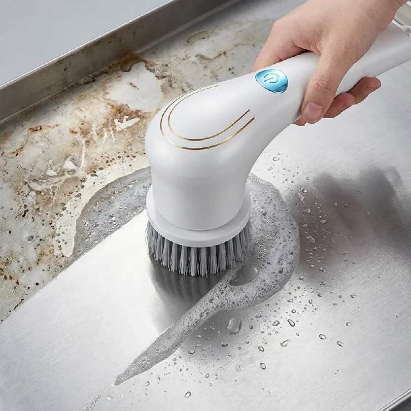 Electric Grease Scrubber Rechargeable Powerful Cleaning Brush Handheld Cordless Cleaner for Kitchen Sink Tile 25x11 L260516