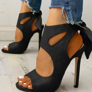 Womens Fashion Floral Heeled Sandals Peep Toe Design With Ankle Bow Soft Padded Insole For Daily Commute And Fashion Gifts Night Out - view 6
