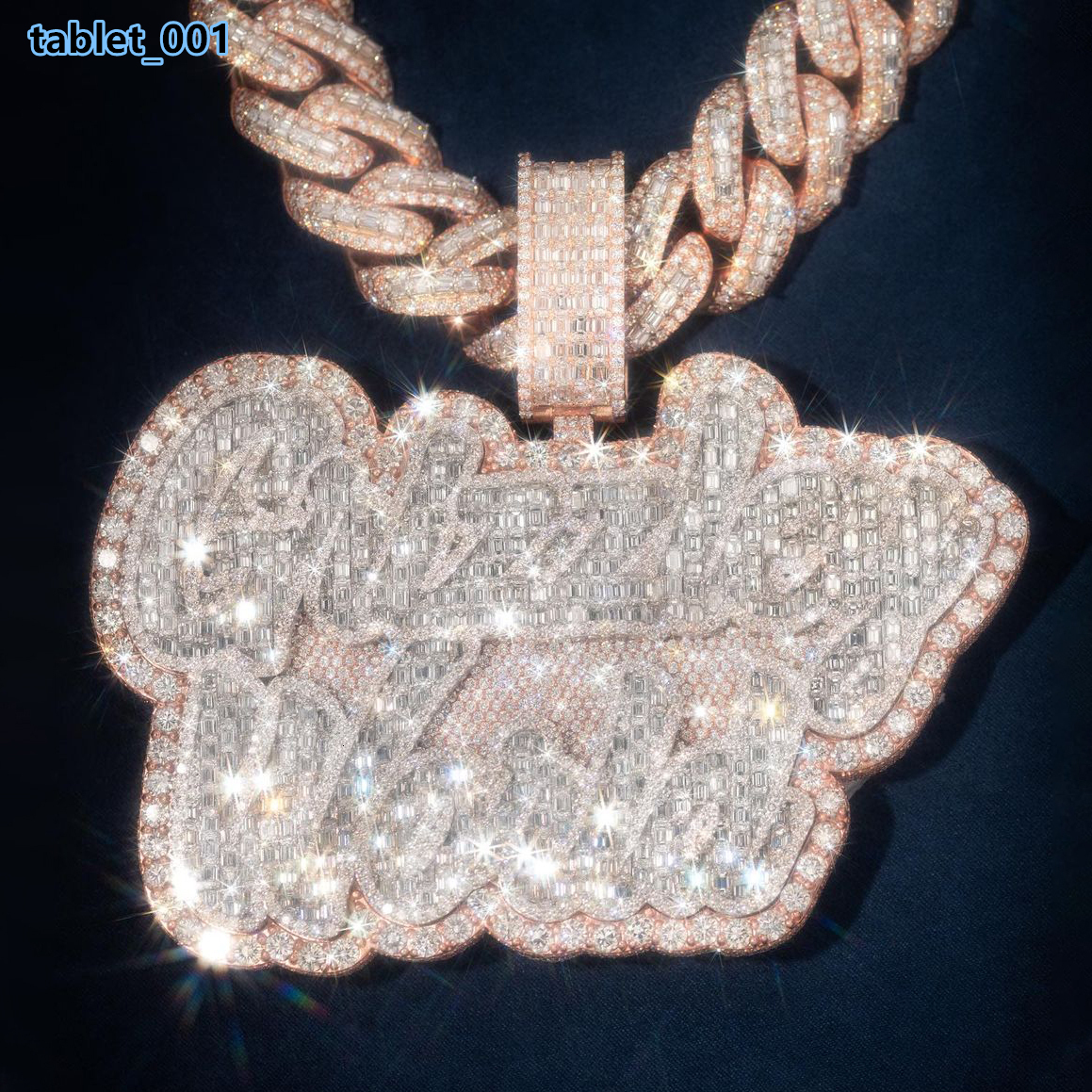 Pass Diamond Tester VVS Moissanite Letter Necklace Men Hip Hop 925 Silver Iced Out Bling Link Chain Jewelry