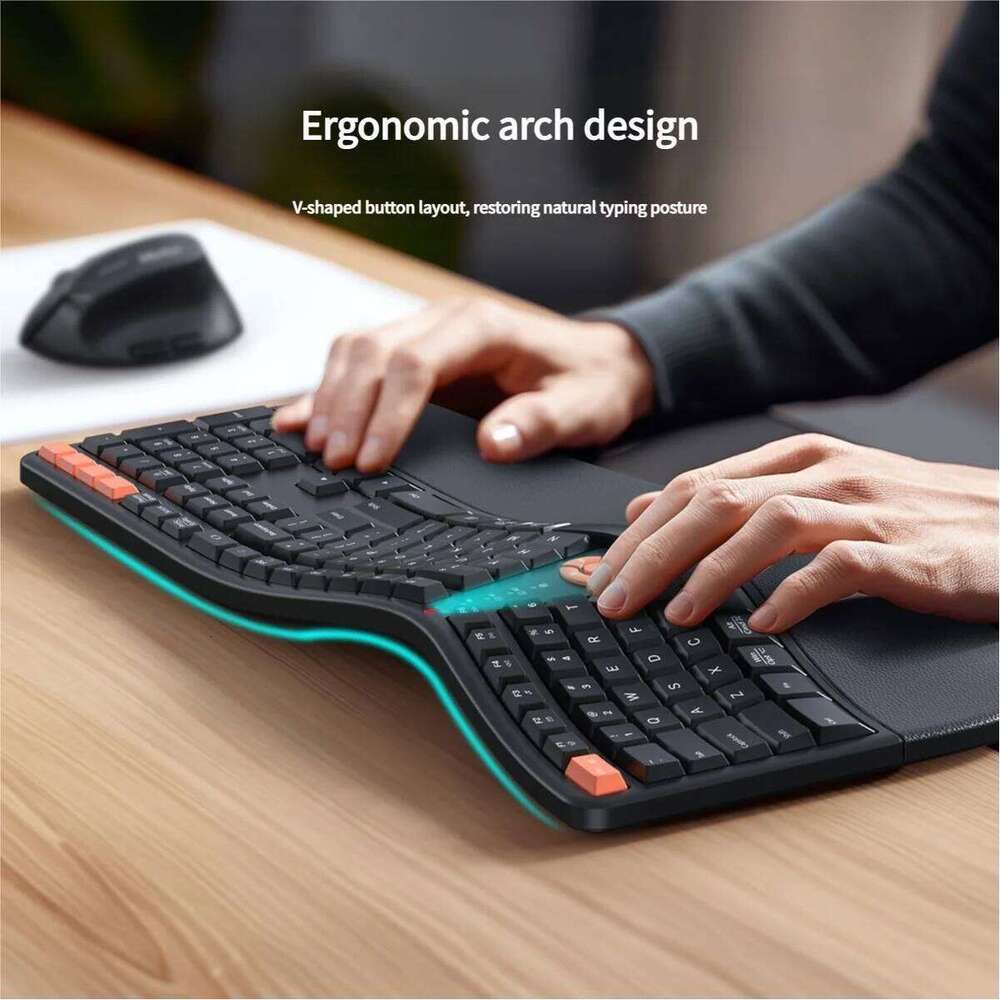 Premium Ergonomic Dual Mode Keyboard Mouse Combo 2.4G+BT Rechargeable Wrist Rest & Multimedia Keys | 3 Colors 26Y0518