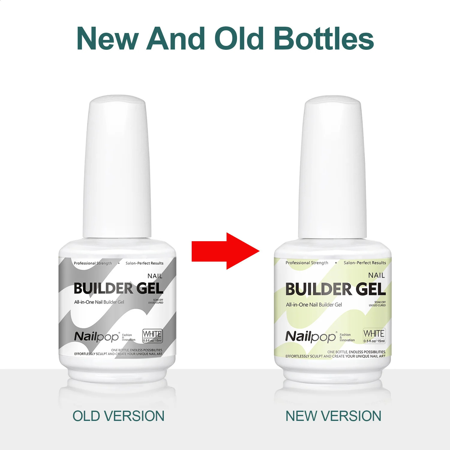 Nailpop Builder Nail Gel 4 Colors Base Coat Strengthener Thickening Extension Rhinestone Glue Gel Polish Brush in Bottle 15ml 260518