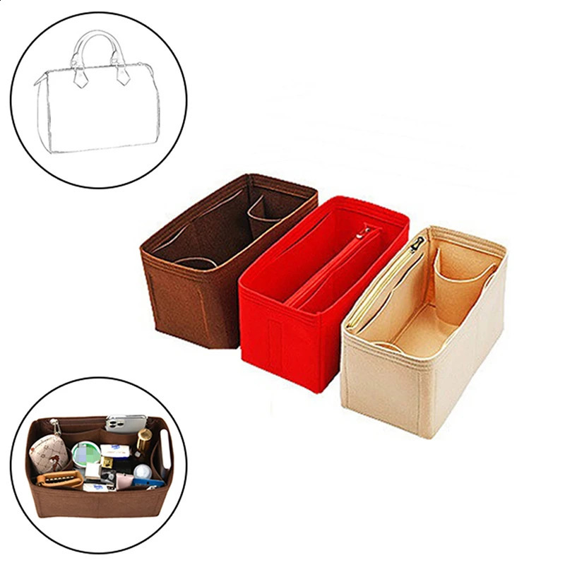 Felt Cloth Insert Bag Organizer Portable Cosmetic Bags Makeup Handbag Organizer Travel Inner Purse Bag Accesories 260516