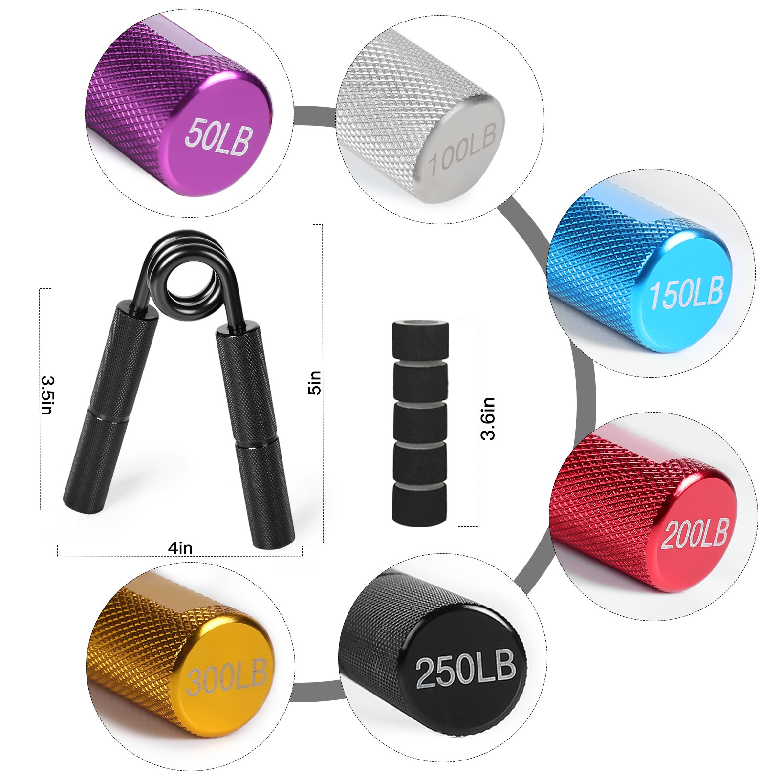Designer Grip Strength Trainer 7 Pack Adjustable Finger Stretcher Resistance Extensor Bands Finger Exerciser Hand Gripper Strength Ring