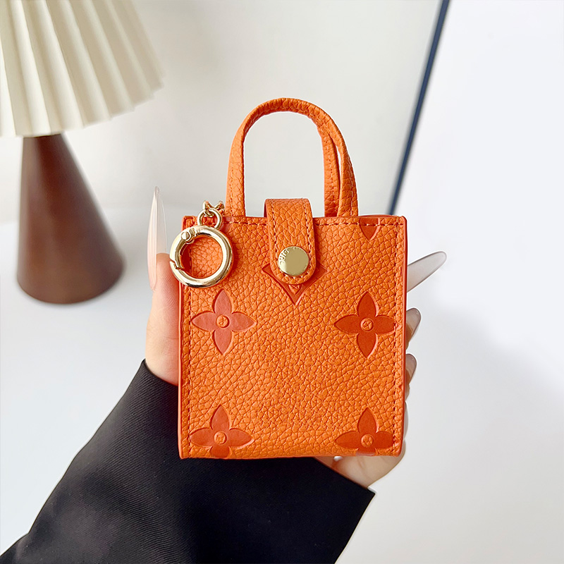 Orange Earphone Accessories Designer Luxury Leather Airpod Cases For 1 2 3 Pro - Stylish Airpod Cover By Fashion Airpods1 Airpods2 Airpods3 4 5 6 Pr