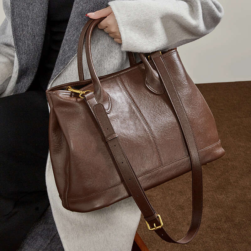 Genuine Leather Large Capacity Tote Bag Women Fashion High End Versatile Daily Commute Shopping Shoulder Handbag SENYY