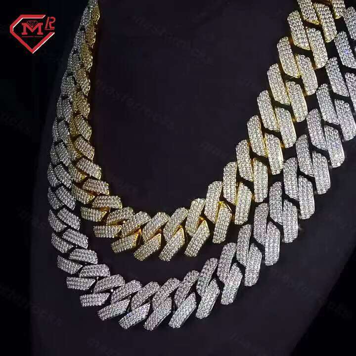 Customized 925 Silver 12mm Necklace Hip Hop Ice with VVS moissanite Vvs Iced Out Moissanite Diamond Cuban Link Chain - view 5