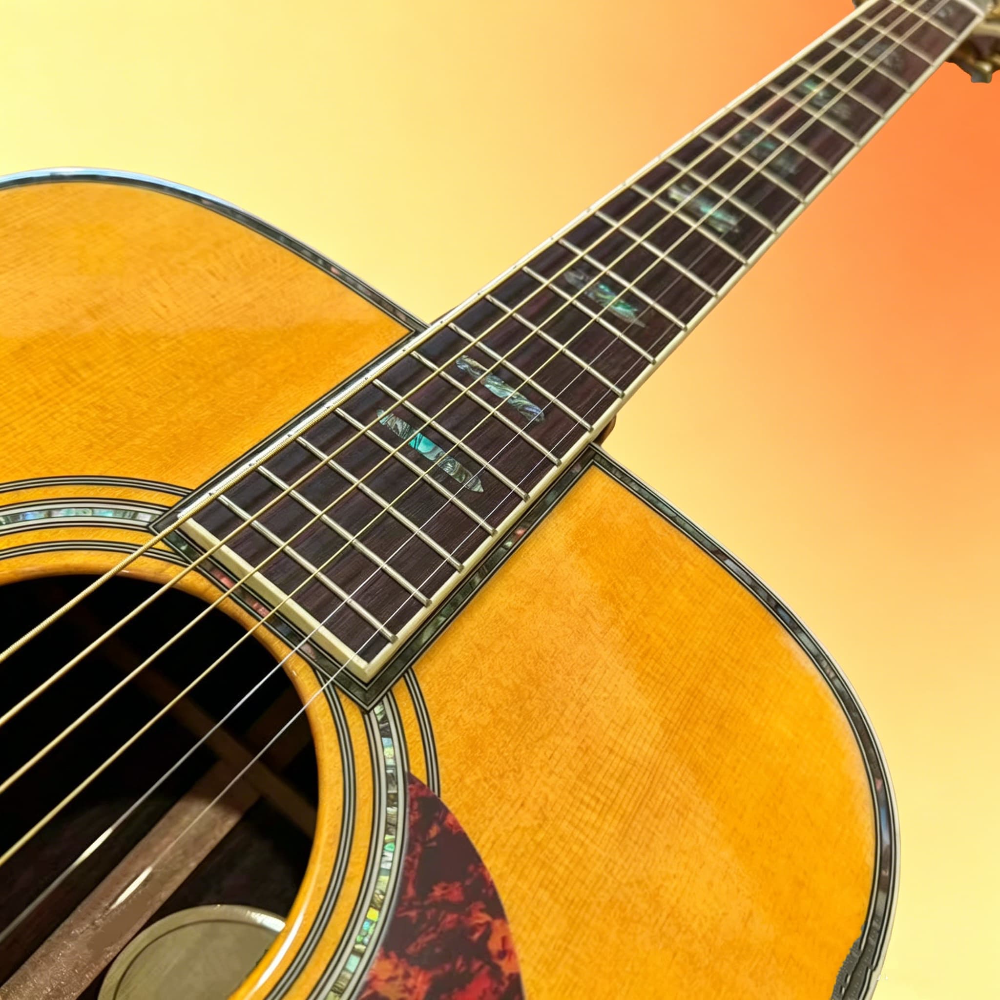 Original acoustic guitar, simple design, yellow veneer, spruce wood panel, 20frets, cow bone string pillow, rosewood side panel, free shipping