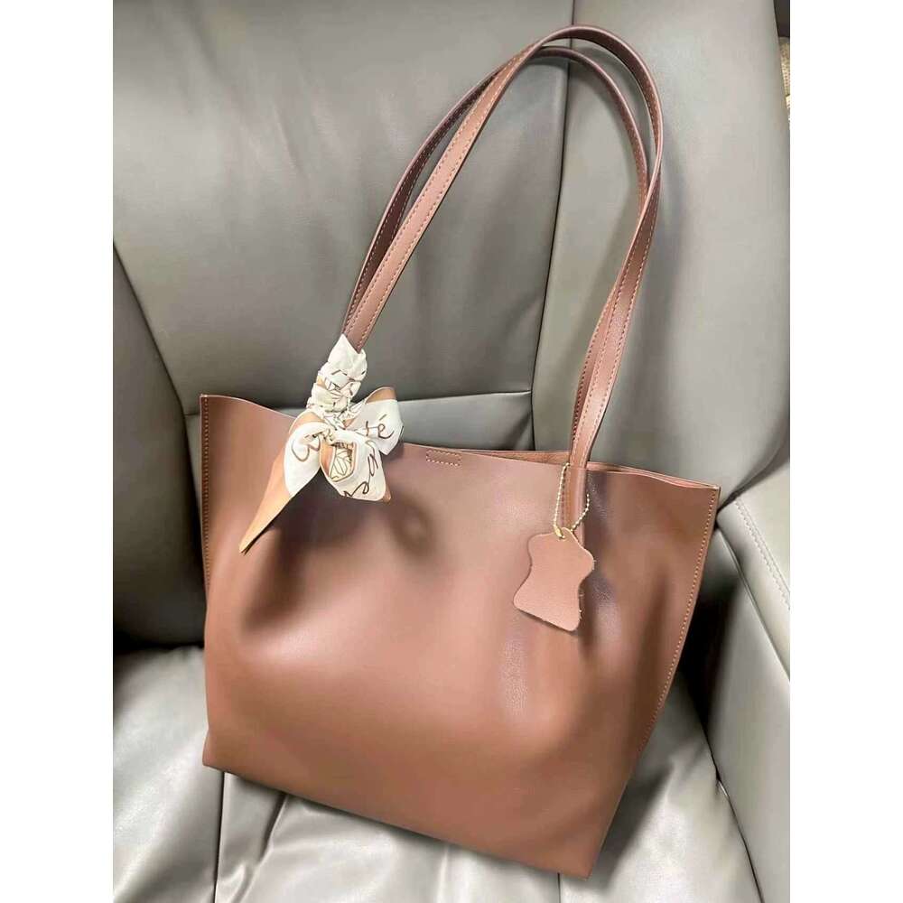 Genuine Leather Tote Bag Large Capacity High End Simple Commuter Shoulder Handbag New Cross Border Mother Daughter Style SENYY