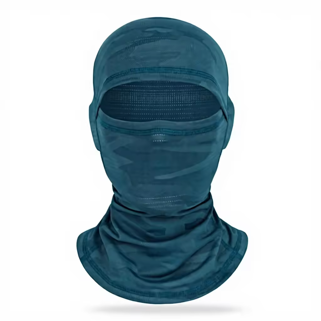 Summer unisex cycling balaclava hat full face sunscreen breathable nylon motorcycle hood lined with silk screen camouflage mask can be customized logo