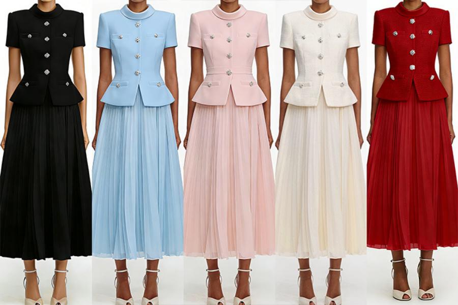 Casual Dresses Brand Elegant Patchwork Summer Tweed Chiffon Women Rhinestone Luxury Formal Evening Long Dress Party Dinner Vestidos