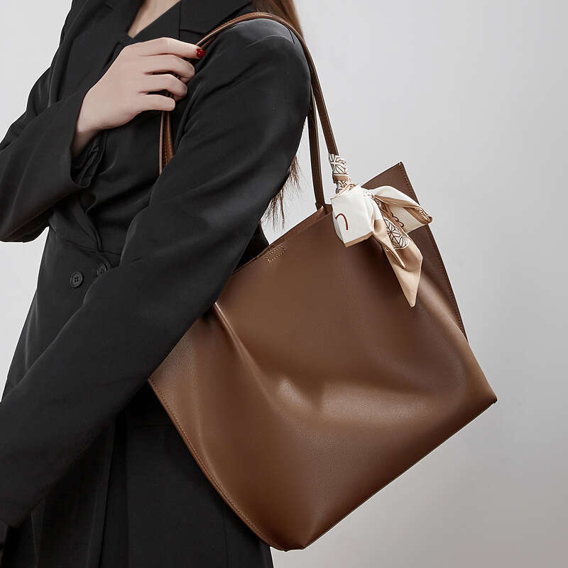 Genuine Leather Tote Bag Large Capacity High End Simple Commuter Shoulder Handbag New Cross Border Mother Daughter Style SENYY
